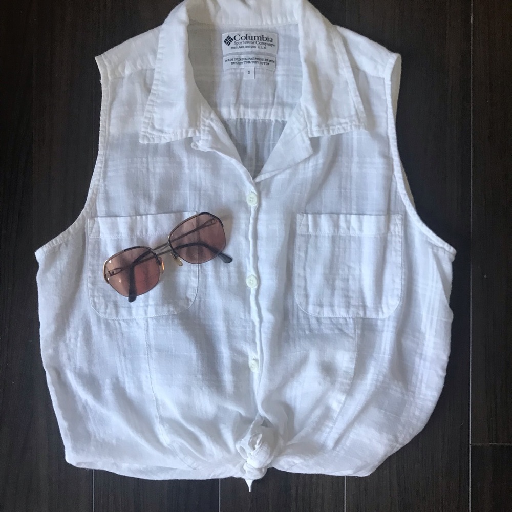 Columbia White Cotton Sleeveless Top - Picture 1 of 7